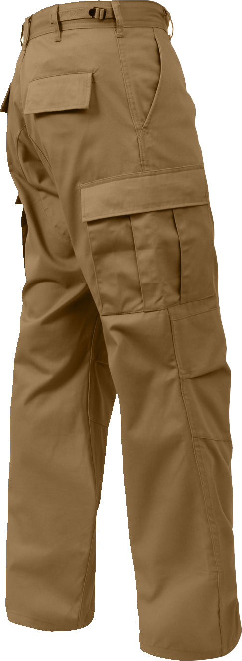 Coyote Brown - Tactical BDU Pants Cargo Fatigues - Poly/Cotton Twill - Button Fly