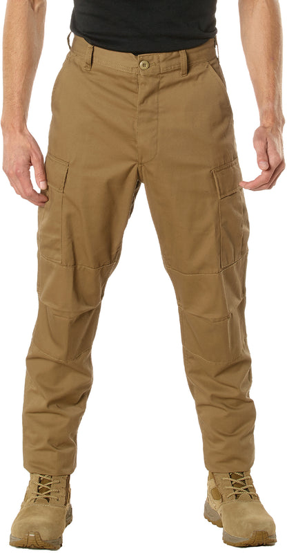 Coyote Brown - Tactical BDU Pants Cargo Fatigues - Poly/Cotton Twill - Button Fly