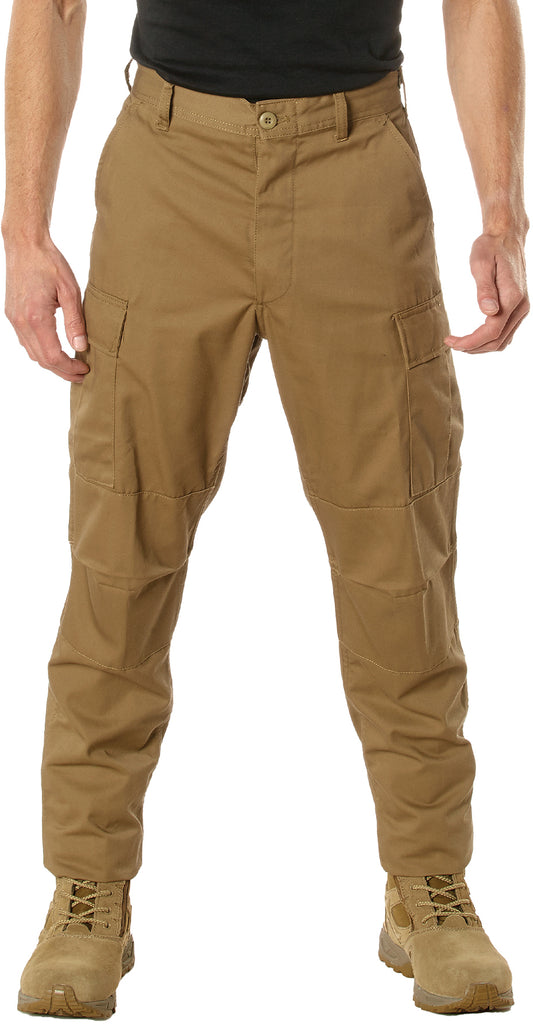 Coyote Brown - Tactical BDU Pants Cargo Fatigues - Poly/Cotton Twill - Button Fly