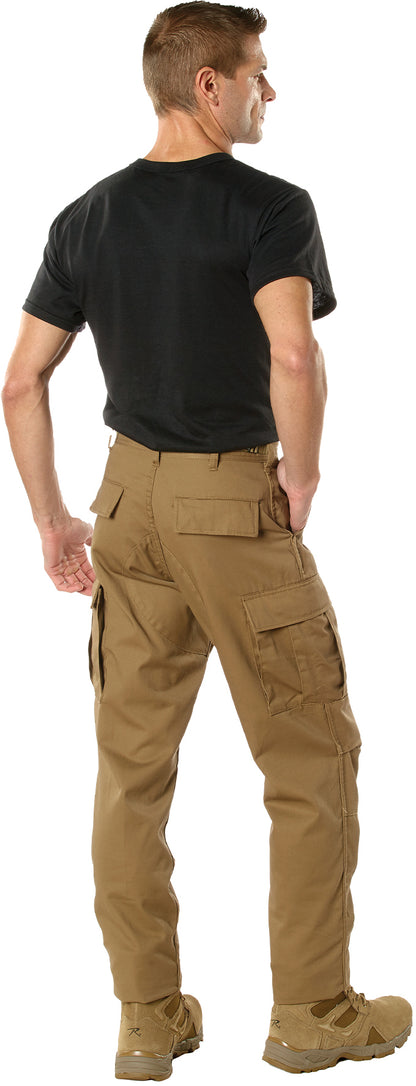 Coyote Brown - Tactical BDU Pants Cargo Fatigues - Poly/Cotton Twill - Button Fly