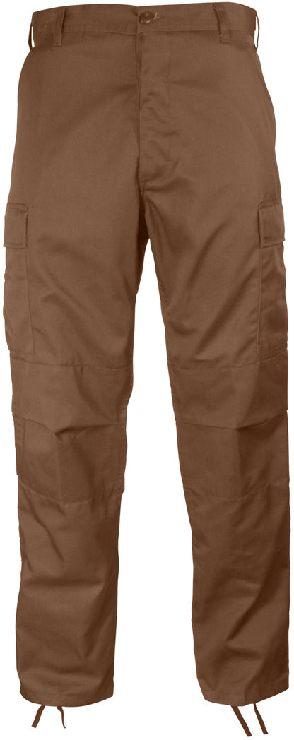 Brown - Tactical BDU Pants Cargo Fatigues - Poly/Cotton Twill - Button Fly