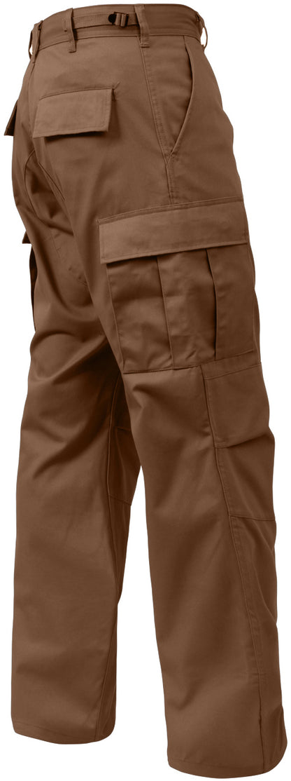 Brown - Tactical BDU Pants Cargo Fatigues - Poly/Cotton Twill - Button Fly