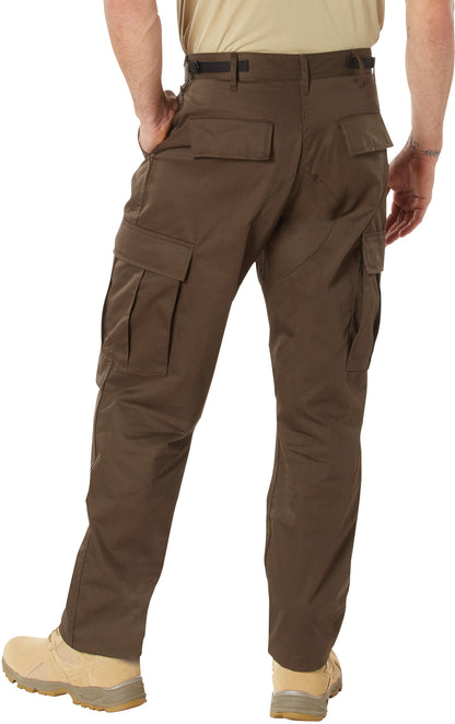 Brown - Tactical BDU Pants Cargo Fatigues - Poly/Cotton Twill - Button Fly