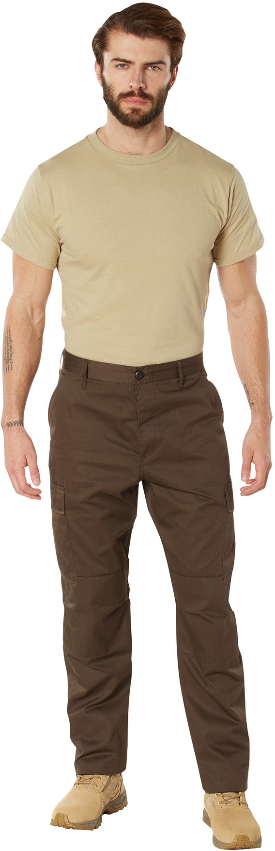 Brown - Tactical BDU Pants Cargo Fatigues - Poly/Cotton Twill - Button Fly