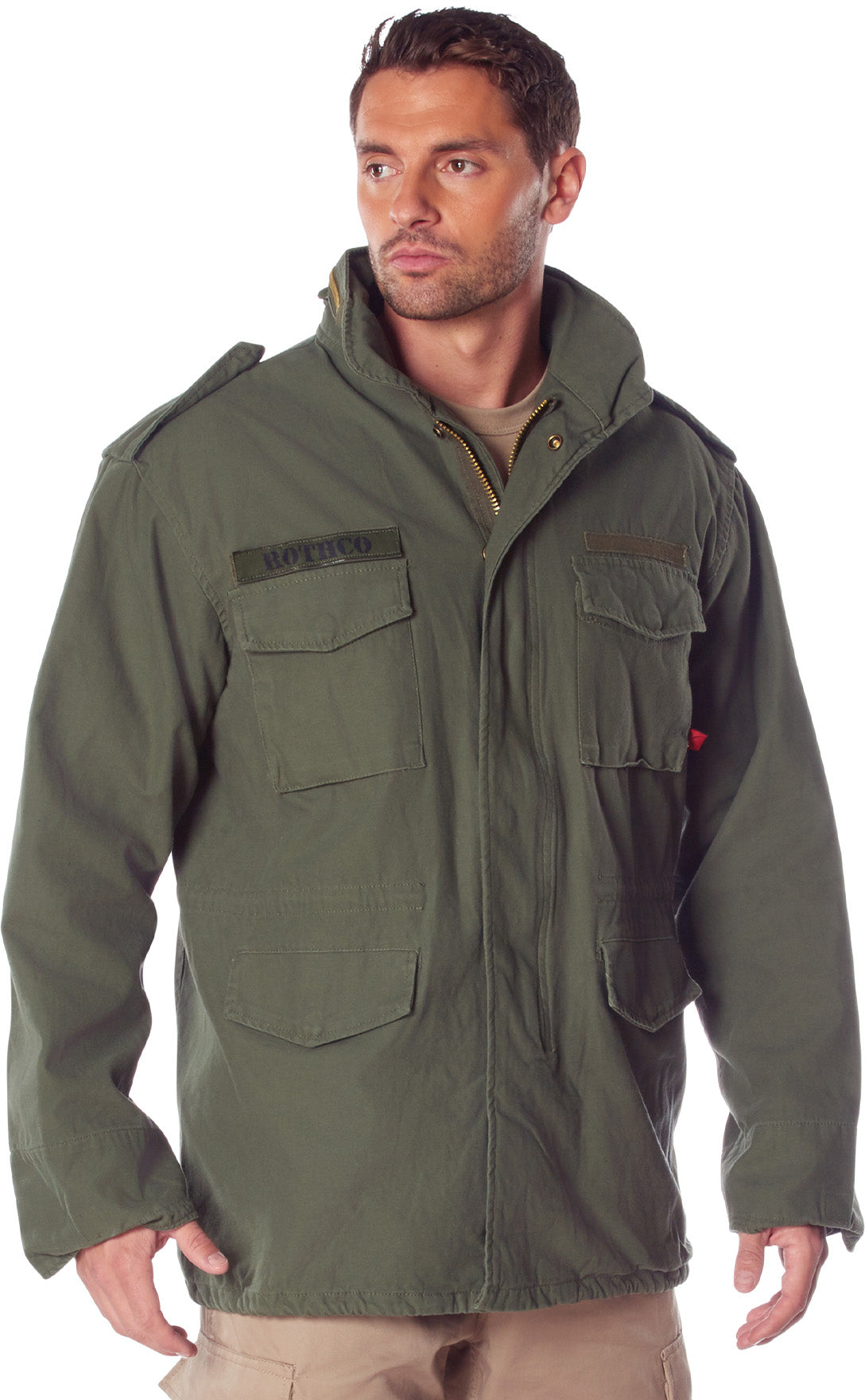 Olive Drab - M-65 Field Jacket, Heavyweight Washed Cotton Twill