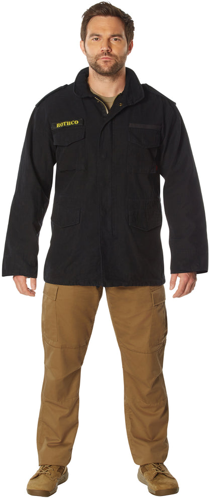 Black - M-65 Field Jacket, Heavyweight Washed Cotton Twill - Fatigue Coat