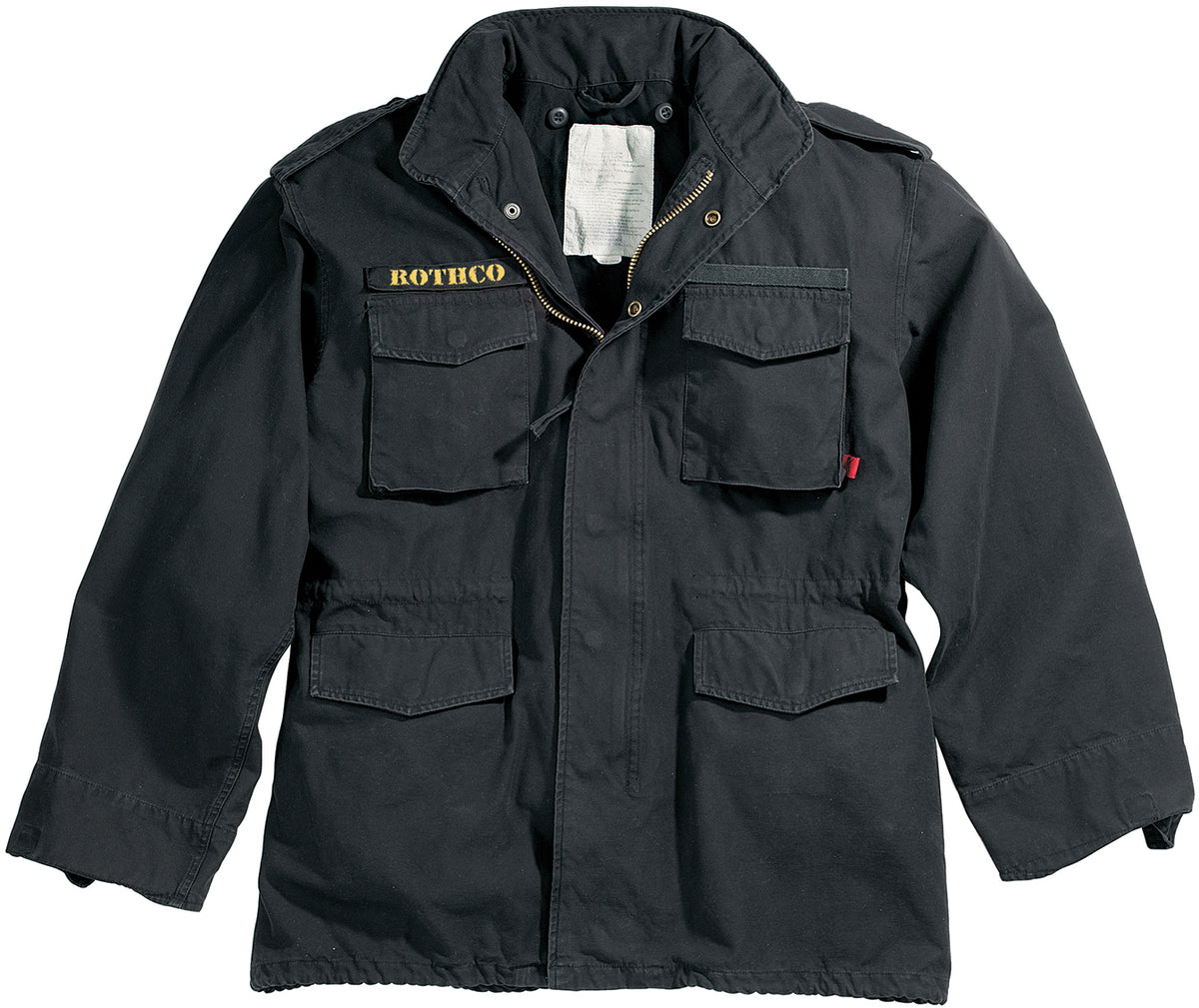 Black - M-65 Field Jacket, Heavyweight Washed Cotton Twill - Fatigue Coat