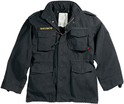 Black - M-65 Field Jacket, Heavyweight Washed Cotton Twill - Fatigue Coat