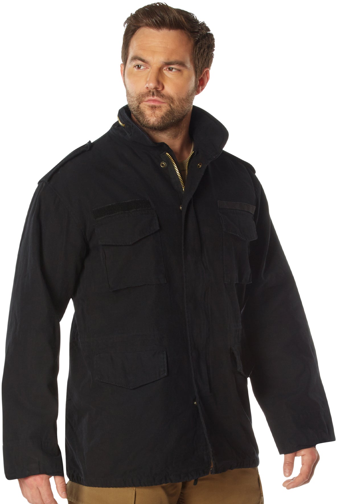 Black - M-65 Field Jacket, Heavyweight Washed Cotton Twill - Fatigue Coat