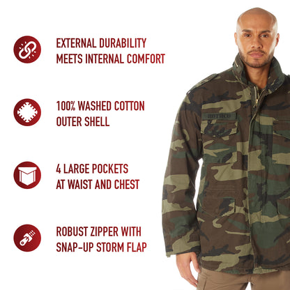 Woodland Camouflage - Tactical M-65 Field Lightweight Jacket
