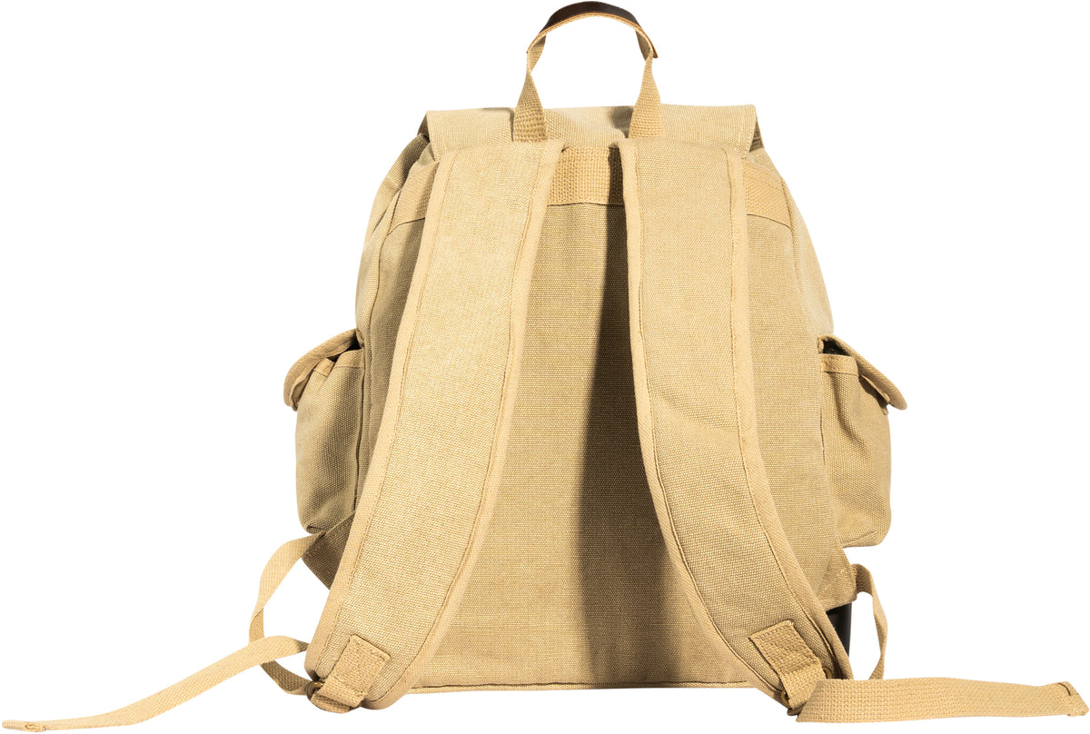 Khaki  Brown - Vintage Military Leather Trim Expedition Rucksack
