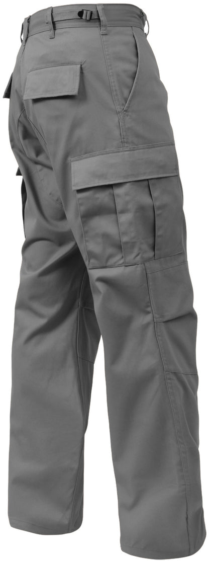 Grey - Tactical BDU Pants Cargo Fatigues - Poly/Cotton Twill - Button Fly