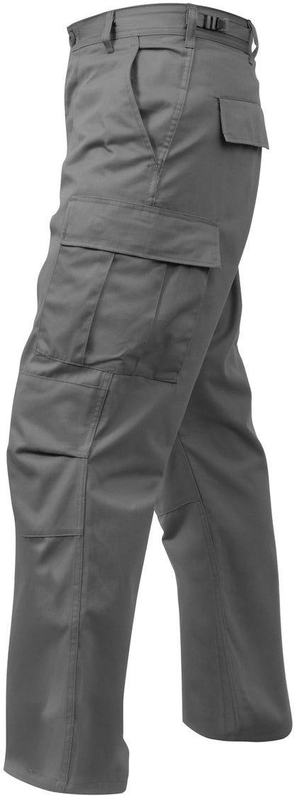 Grey - Tactical BDU Pants Cargo Fatigues - Poly/Cotton Twill - Button Fly