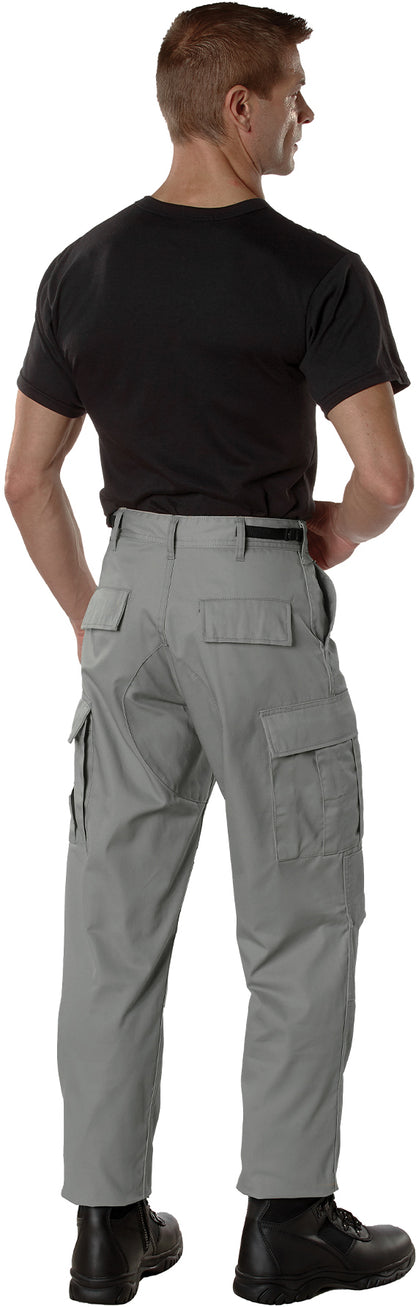 Grey - Tactical BDU Pants Cargo Fatigues - Poly/Cotton Twill - Button Fly