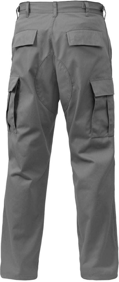 Grey - Tactical BDU Pants Cargo Fatigues - Poly/Cotton Twill - Button Fly