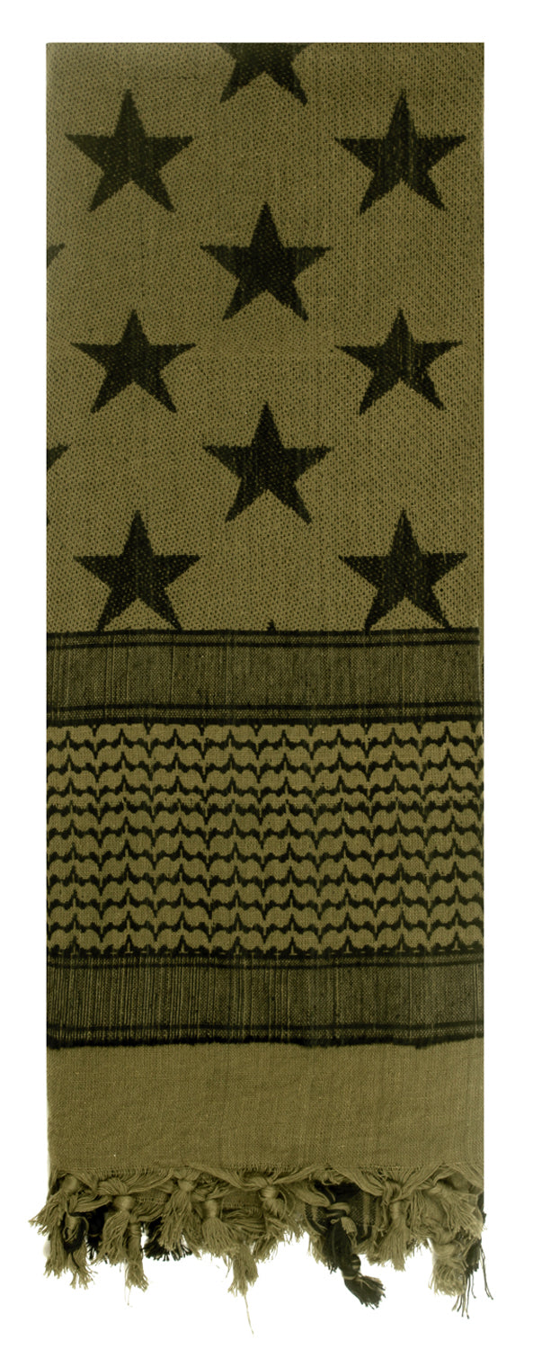 Olive Drab - US Stars and Stripes Shemagh Tactical Desert Scarf