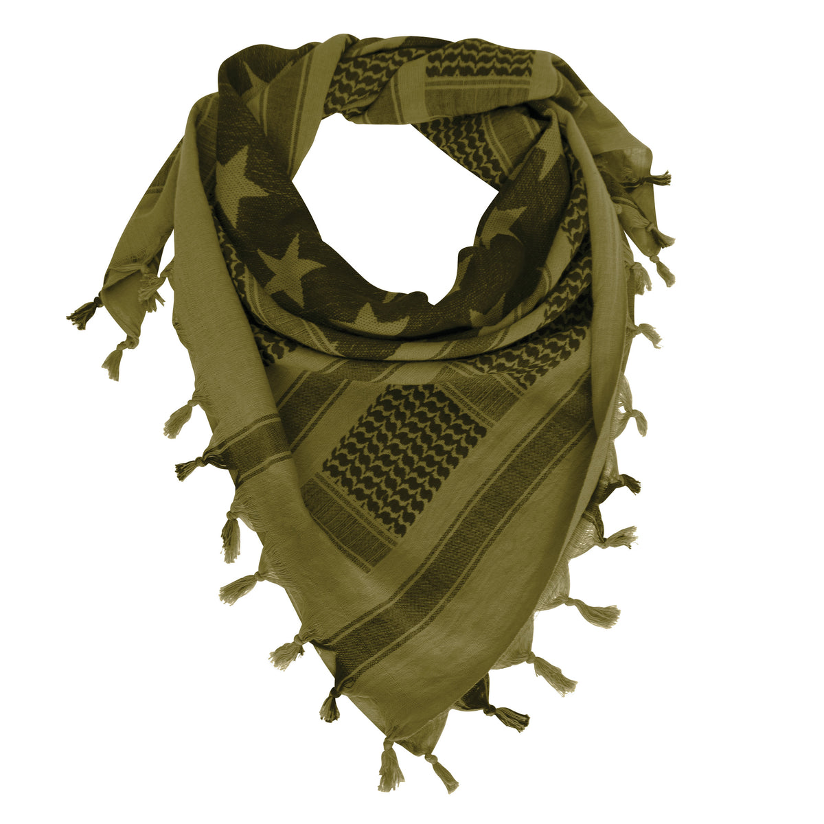 Olive Drab - US Stars and Stripes Shemagh Tactical Desert Scarf