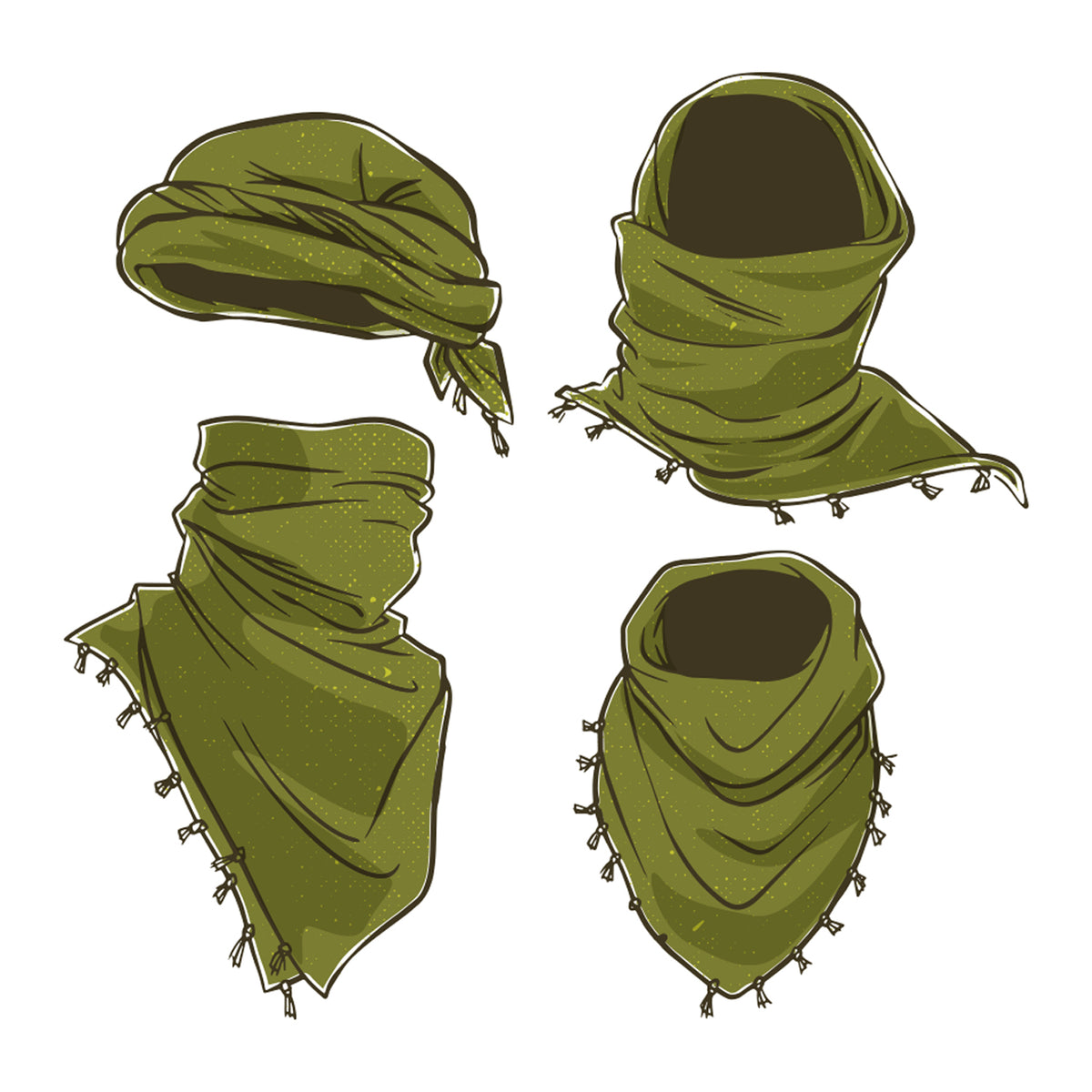 Olive Drab - US Stars and Stripes Shemagh Tactical Desert Scarf