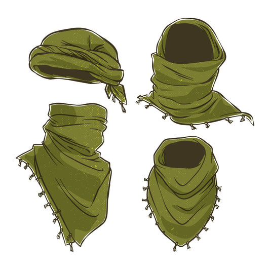 Olive Drab - US Stars and Stripes Shemagh Tactical Desert Scarf