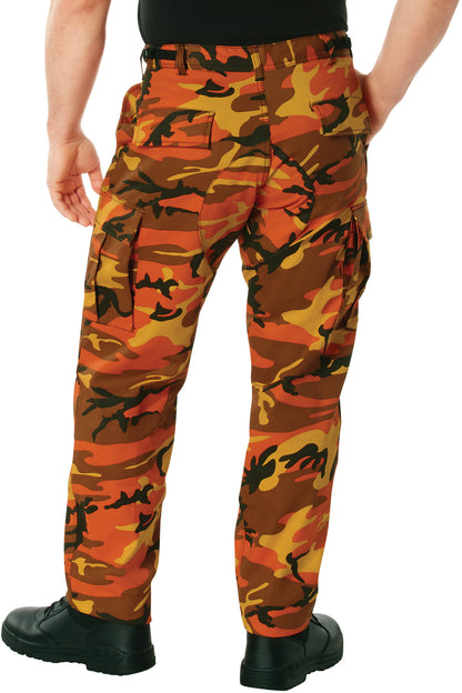 Savage Orange Camouflage - Tactical BDU Pants Cargo Fatigues - Poly/Cotton Twill - Button Fly