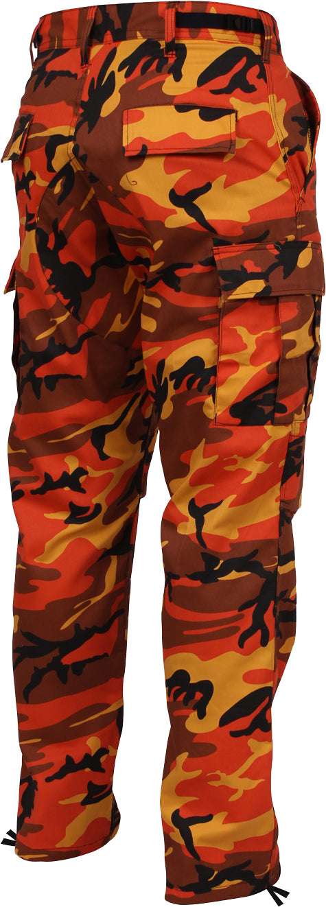 Savage Orange Camouflage - Tactical BDU Pants Cargo Fatigues - Poly/Cotton Twill - Button Fly