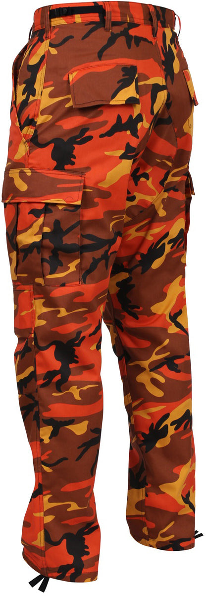 Savage Orange Camouflage - Tactical BDU Pants Cargo Fatigues - Poly/Cotton Twill - Button Fly
