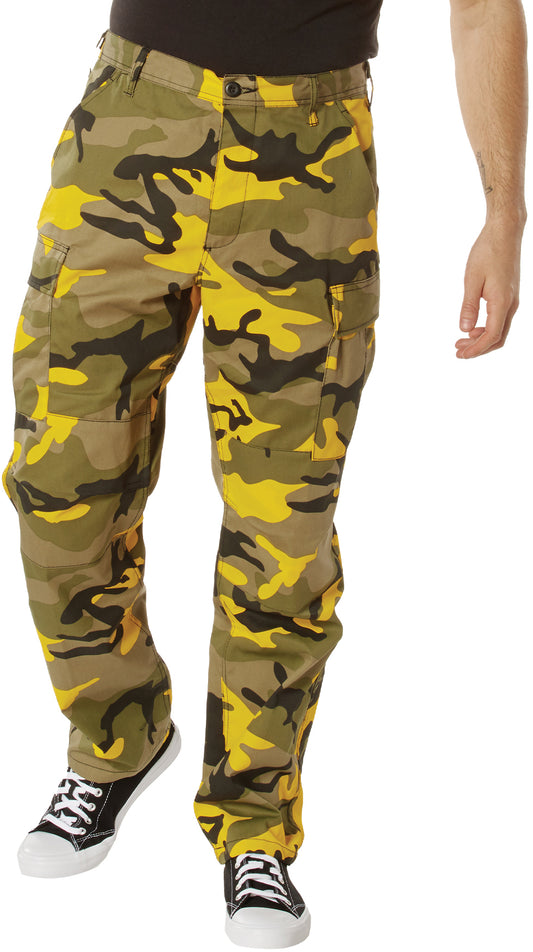 Stinger Yellow Camouflage - Tactical BDU Pants Cargo Fatigues - Poly/Cotton Twill - Button Fly