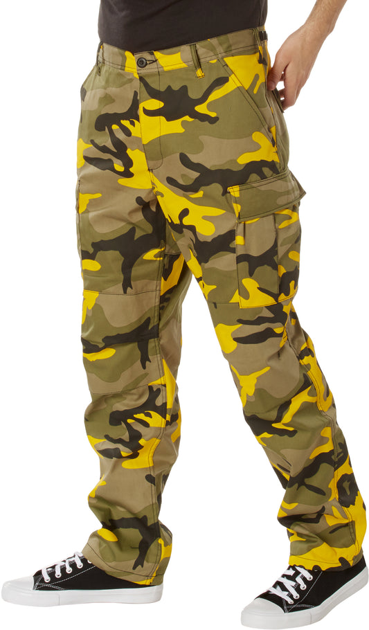 Stinger Yellow Camouflage - Tactical BDU Pants Cargo Fatigues - Poly/Cotton Twill - Button Fly