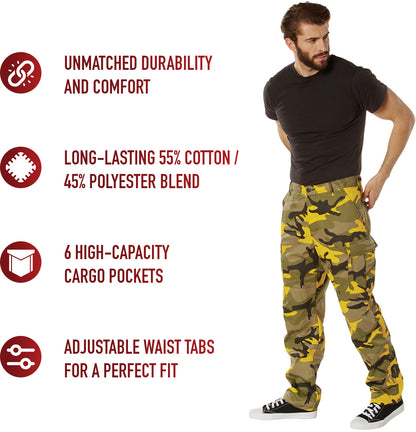 Stinger Yellow Camouflage - Tactical BDU Pants Cargo Fatigues - Poly/Cotton Twill - Button Fly