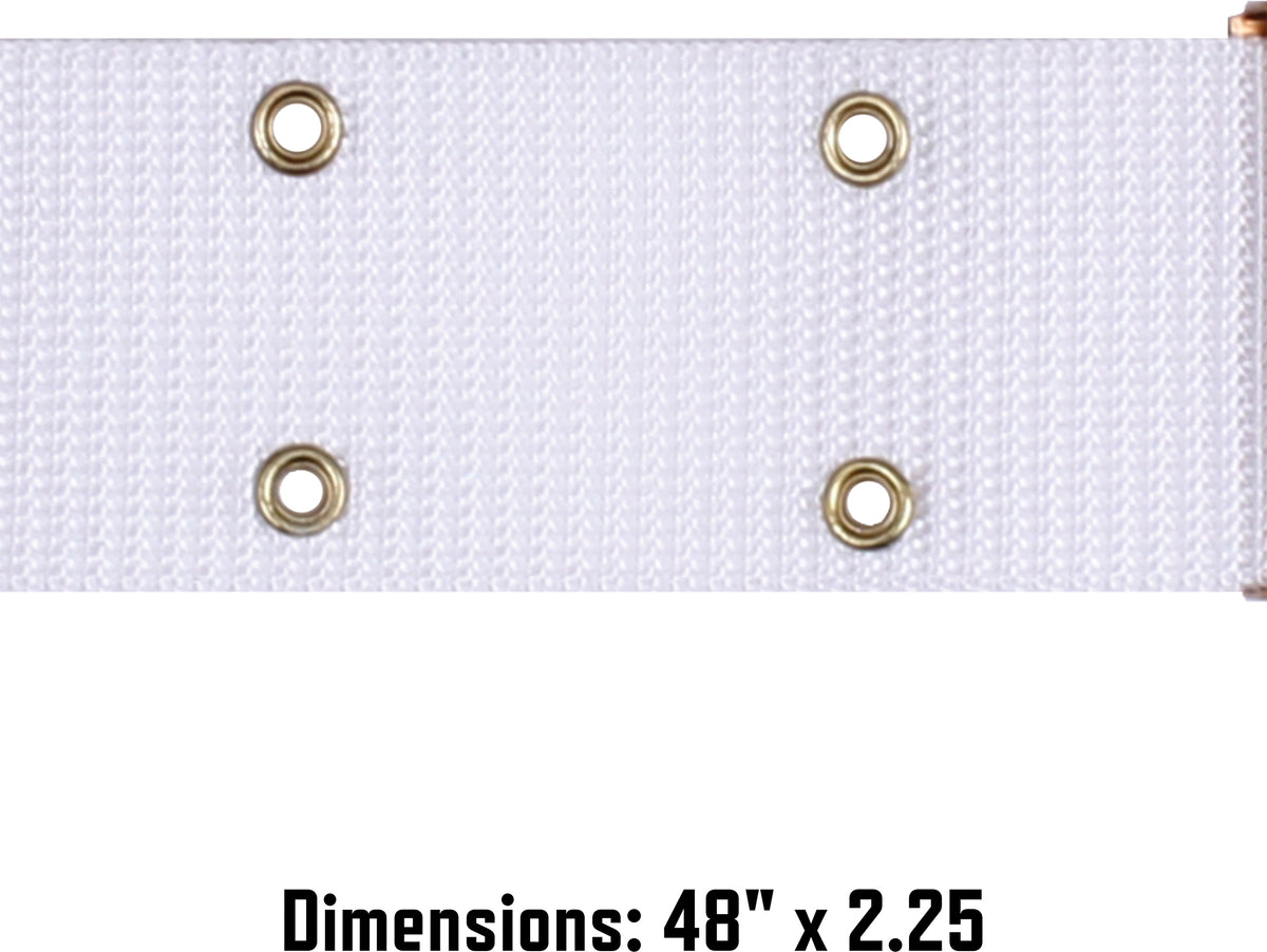White Army Style Pistol Belt with Gold Brass Buckle - Nylon