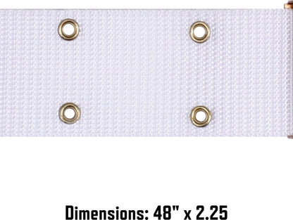 White Army Style Pistol Belt with Gold Brass Buckle - Nylon