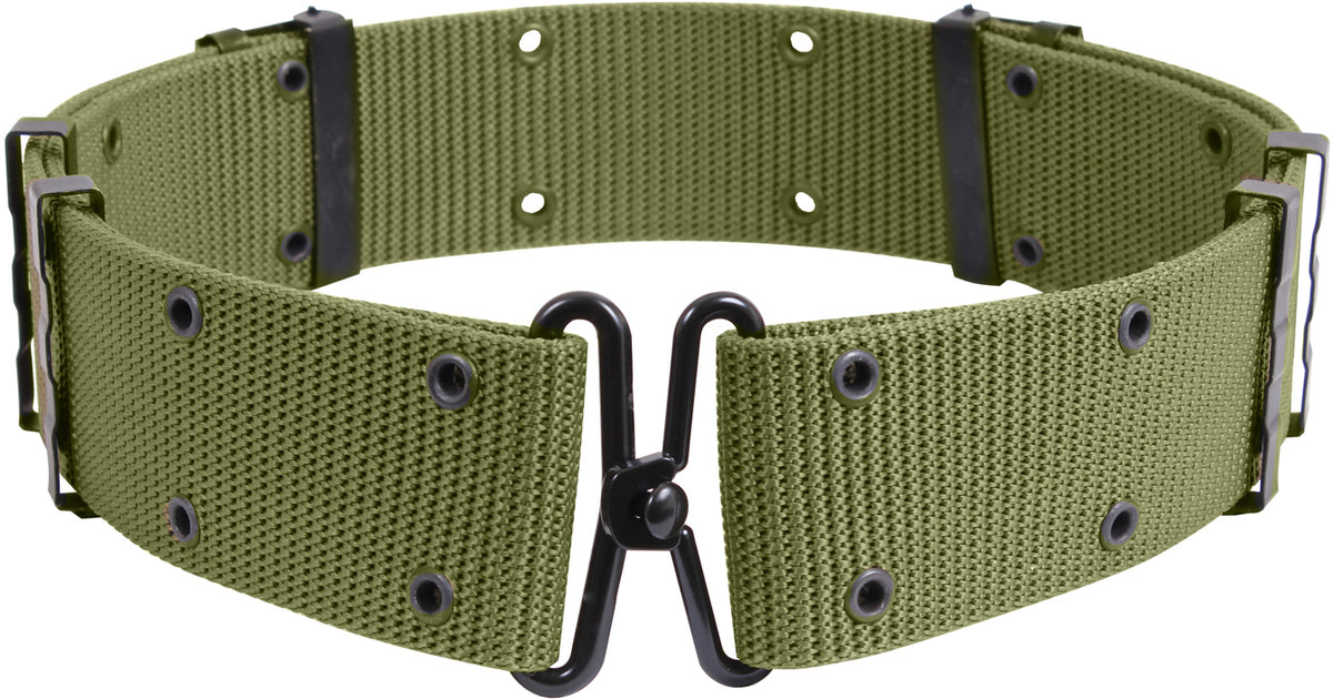 Olive Drab - Army Style Pistol Belt with Metal Buckle - Nylon