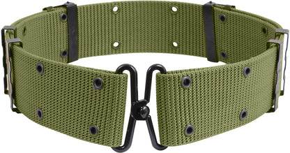 Olive Drab - Army Style Pistol Belt with Metal Buckle - Nylon