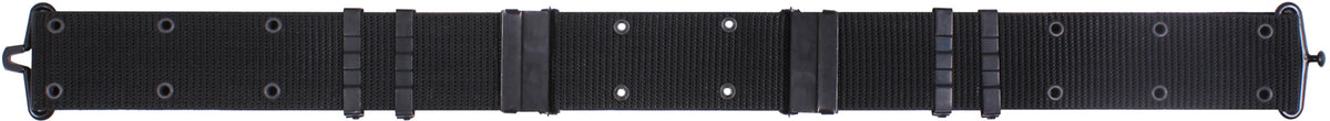 Black - Army Style Pistol Belt with Metal Buckle - Nylon