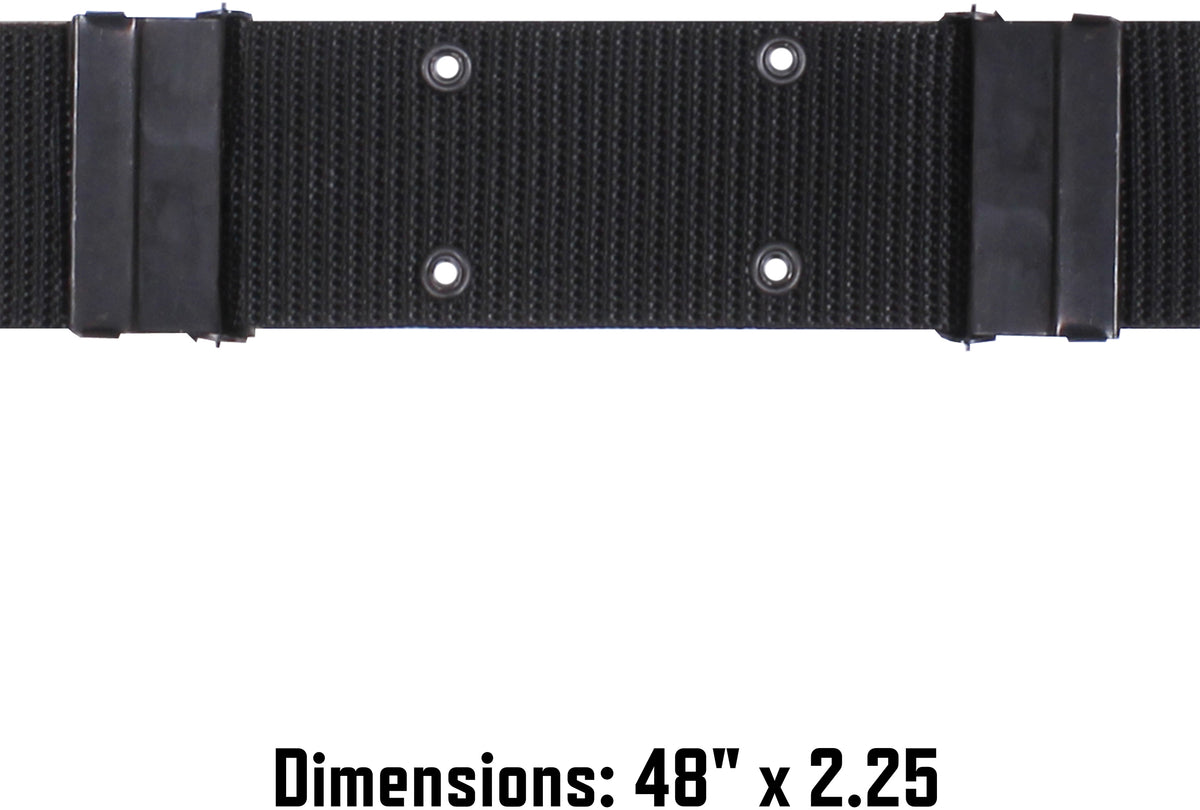 Black - Army Style Pistol Belt with Metal Buckle - Nylon