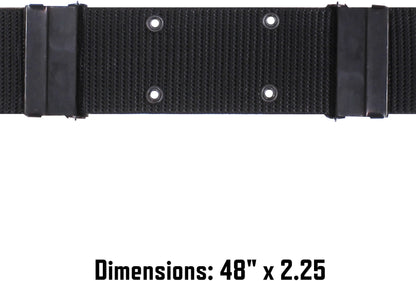 Black - Army Style Pistol Belt with Metal Buckle - Nylon