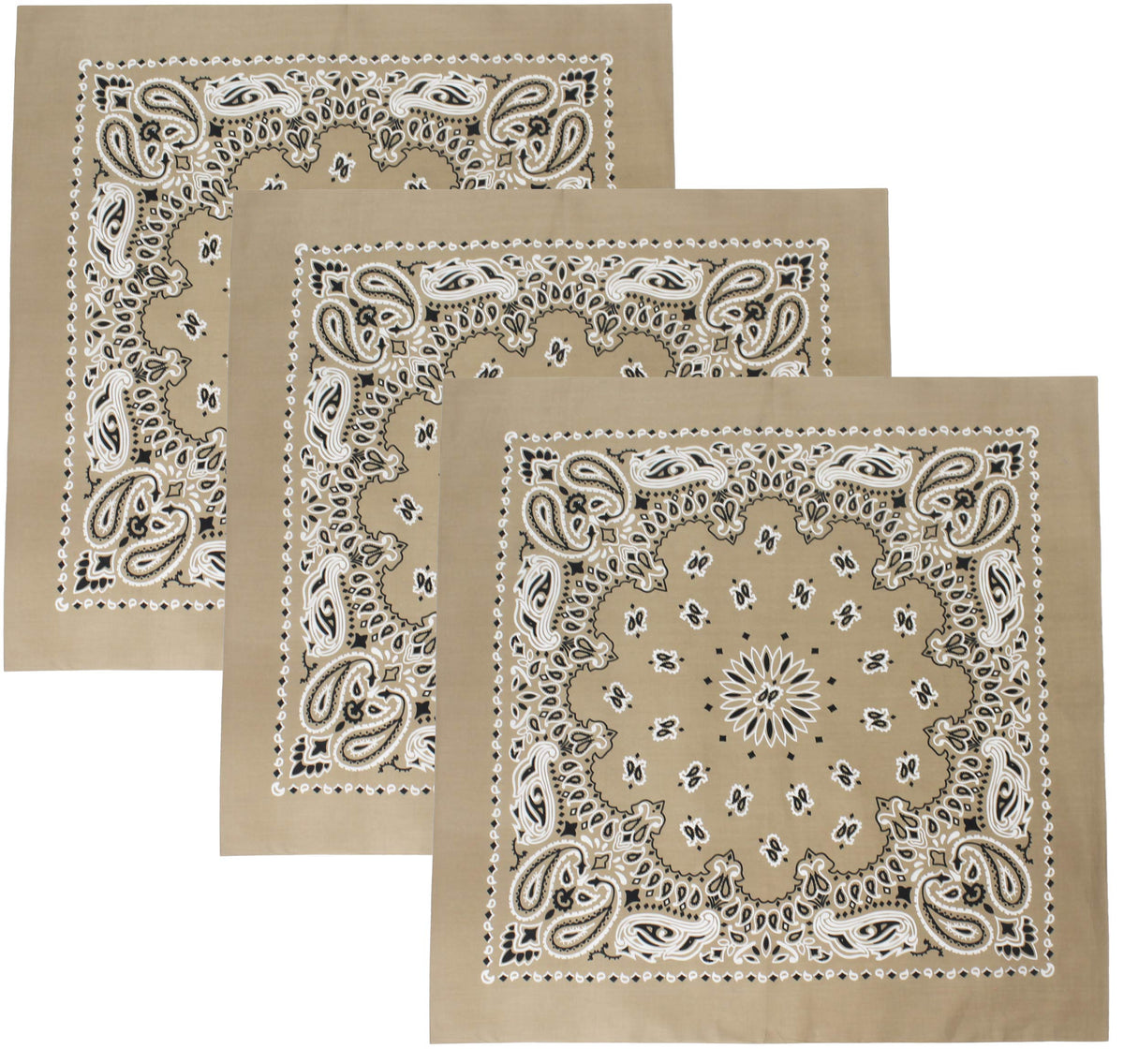 Trainmen Paisley 27" Jumbo Military Bandana Head Scarf Do-rag 100% Cotton Bandanna Face Cover 3-Pack