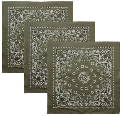 Trainmen Paisley 27" Jumbo Military Bandana Head Scarf Do-rag 100% Cotton Bandanna Face Cover 3-Pack