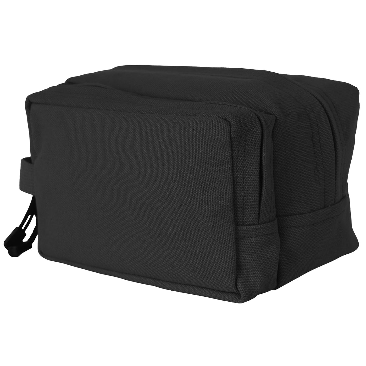 Black - Dual Compartment Travel and Shave Kit Bag - Cotton Canvas
