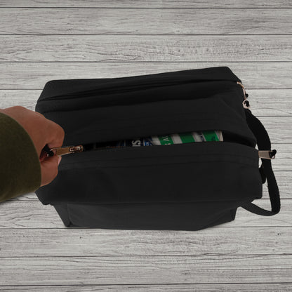Black - Dual Compartment Travel and Shave Kit Bag - Cotton Canvas