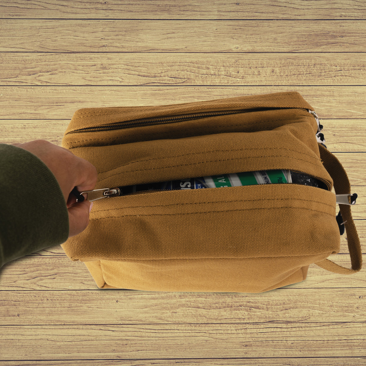 Coyote Brown - Canvas Dual Compartment Travel Kit