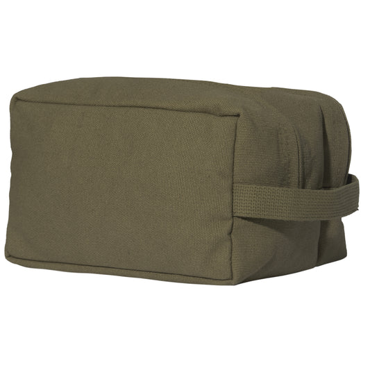 Olive Drab - Dual Compartment Travel and Shave Kit Bag - Cotton Canvas