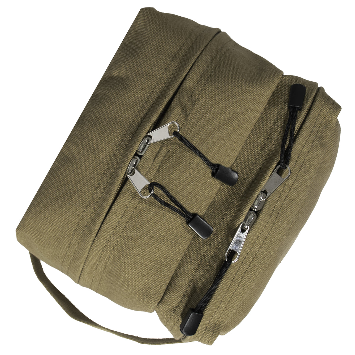 Olive Drab - Dual Compartment Travel and Shave Kit Bag - Cotton Canvas