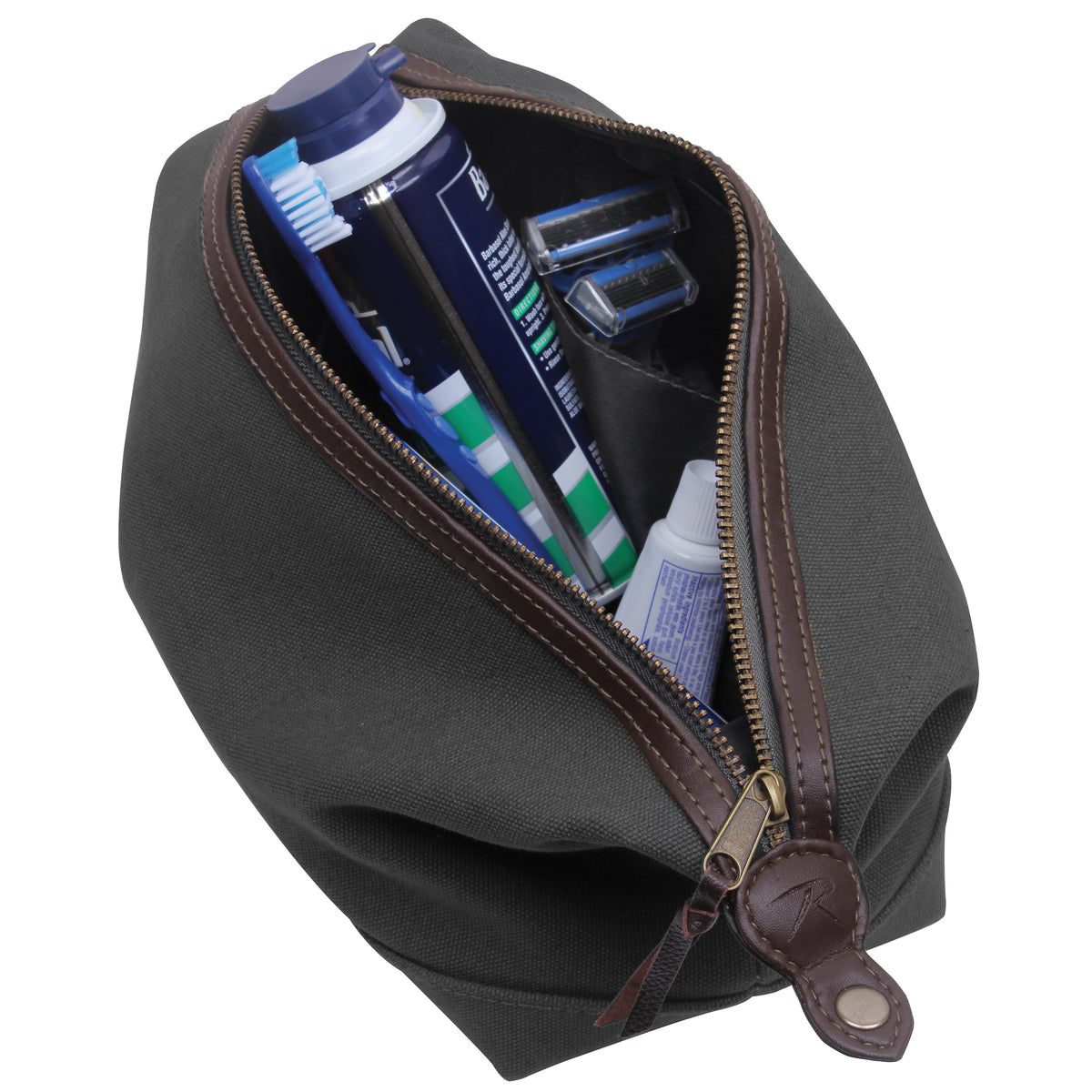 Charcoal Grey - Canvas & Leather Travel Kit