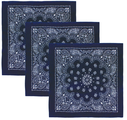Trainmen Paisley 27" Jumbo Military Bandana Head Scarf Do-rag 100% Cotton Bandanna Face Cover 3-Pack