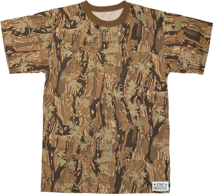 Tactical Camouflage T-Shirt Army Fashion Color Camo Military Crewneck Short Sleeve Top Tee Shirt
