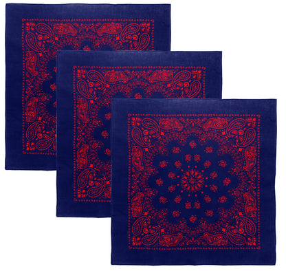 Trainmen Paisley 27" Jumbo Military Bandana Head Scarf Do-rag 100% Cotton Bandanna Face Cover 3-Pack