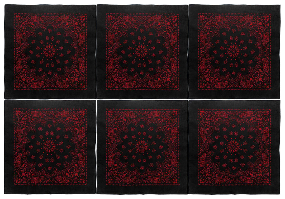 Trainmen Paisley 27" Jumbo Military Bandana Head Scarf Do-rag 100% Cotton Bandanna Face Cover 6-Pack