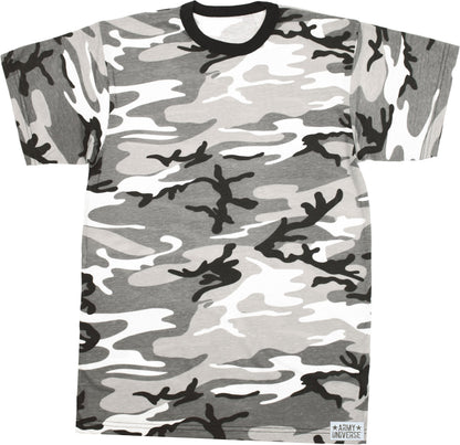 Tactical Camouflage T-Shirt Army Fashion Color Camo Military Crewneck Short Sleeve Top Tee Shirt