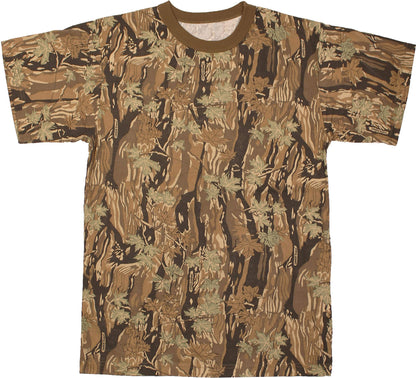 Tactical Camouflage T-Shirt Army Fashion Color Camo Military Crewneck Short Sleeve Top Tee Shirt